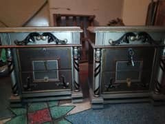 pair of 2 side tables and 1 dining mirror table