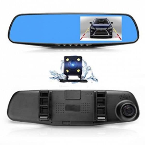 Car DVR Mirror Front, Back HD Camera With Touch Screen LCD. 3