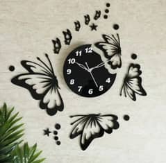 Beautiful Wall Clock With Butterfly make with Woods