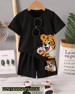 Stitched cotton tee shirt and cotton shorts - Hello mini Tiger Seat