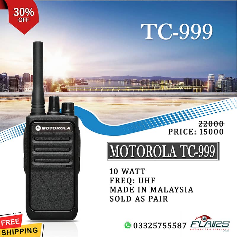 Motorola TC 999 dual Band 10watt Walkie Talkie pair - Long range radio 0