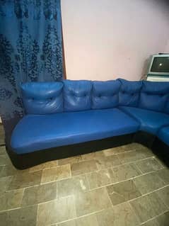 blue color sofa