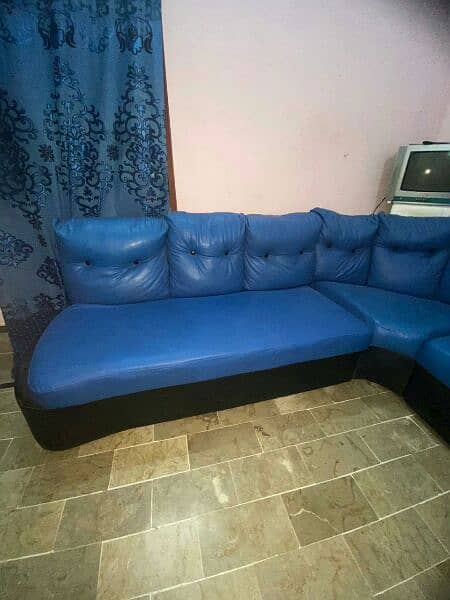 blue color sofa 0