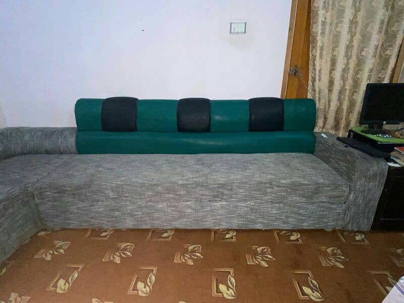 green and gray color sofa 1