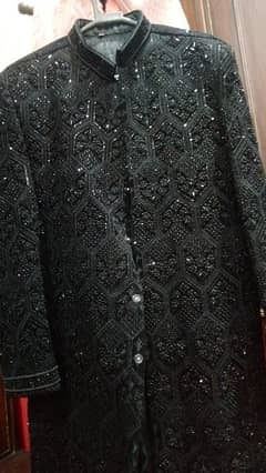 pure black velvet sherwani with mehron velvet Turban nd mehroon shawal 0