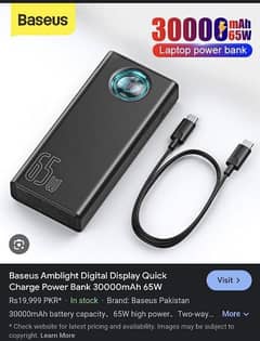 Baseus 65w powerbank 30000 mah powerbank for Chromebook laptop iphone 0