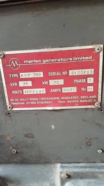 Marle/ Perkins, Massey240, 3 Cylinder Engine,commercial Generator 25kv 2