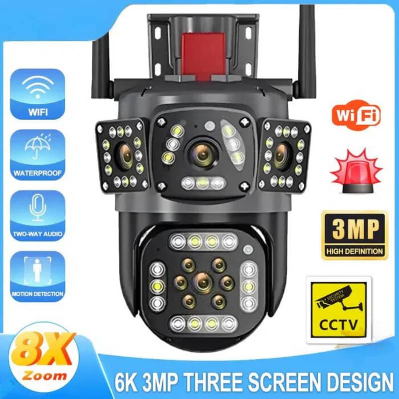 Speed-X Ptz Wifi Outdoor Security 3 Camera Lens, 3 Screen, 4