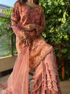 Stunning Embroidered Peach Outfit – Elevate Your Style for Special Eve