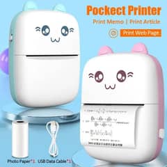 Rechargeable With 1 Paper Roll Thermal Printer Cute Office Mini Printe