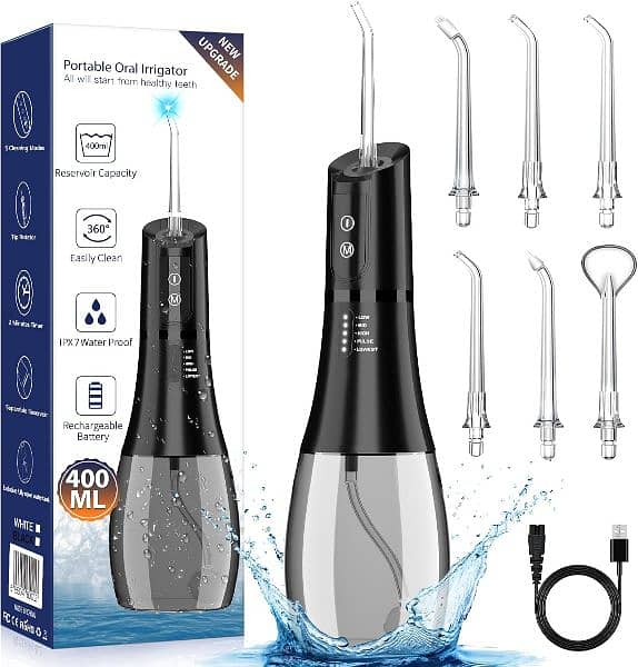 Amazon Branded Oral Irrigator USB Rechargeable Water Flosser Portable 0