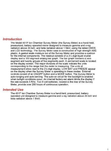 Ion Chamber Survey Meter 1