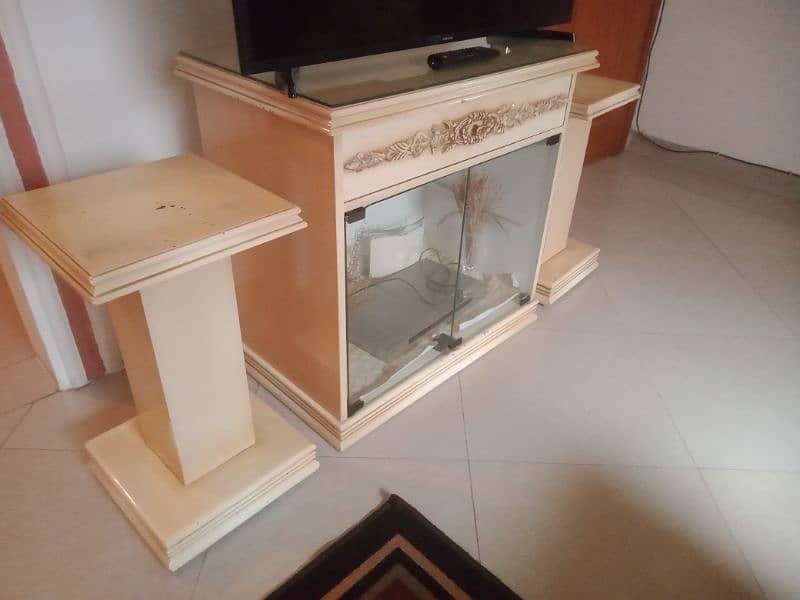 wooden tv truly deco paint with 2 speaker stand 3