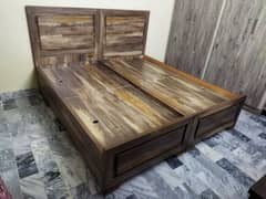 2 Wooden storage bed with side box