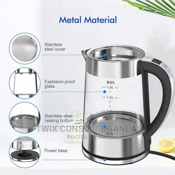 SMANG Glass Electric Kettle 1.8 LITTRE ,1800W 1