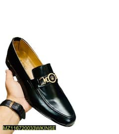 Men's Black Formal Dress Shoes - Rexine, Plain Pattern, Sizes 39-44