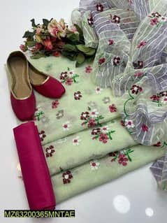 woman 4pcs unstitced khaadi net