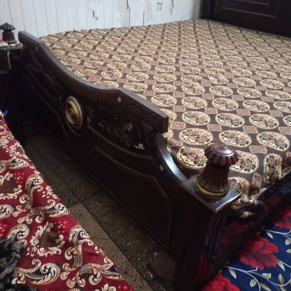 wooden bed + mattress for sale 2