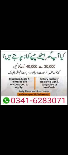 online job available all over Pakistan