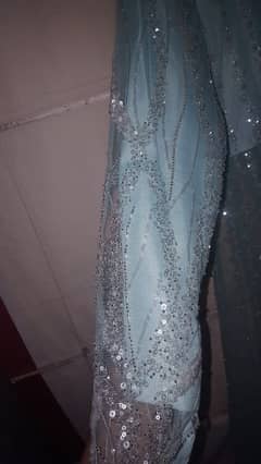 Ice Blue three piece Gown with Dupatta