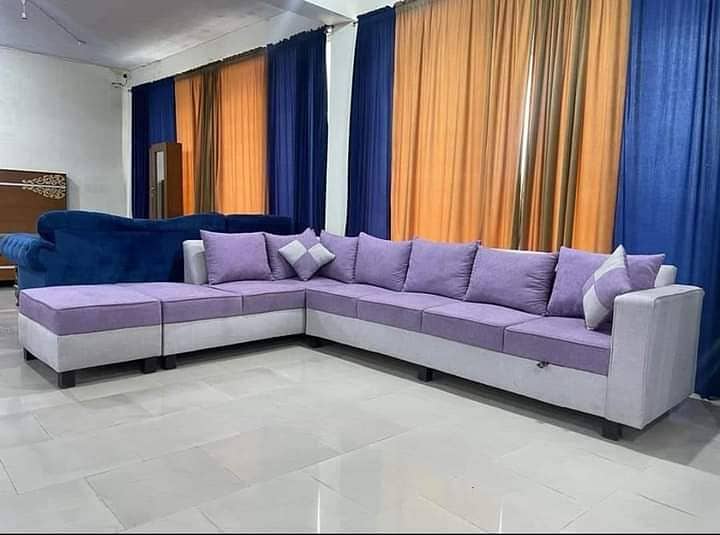 L shape sofa / corner sofa / 6 seater sofa / velvet sofa / Sofa set 14