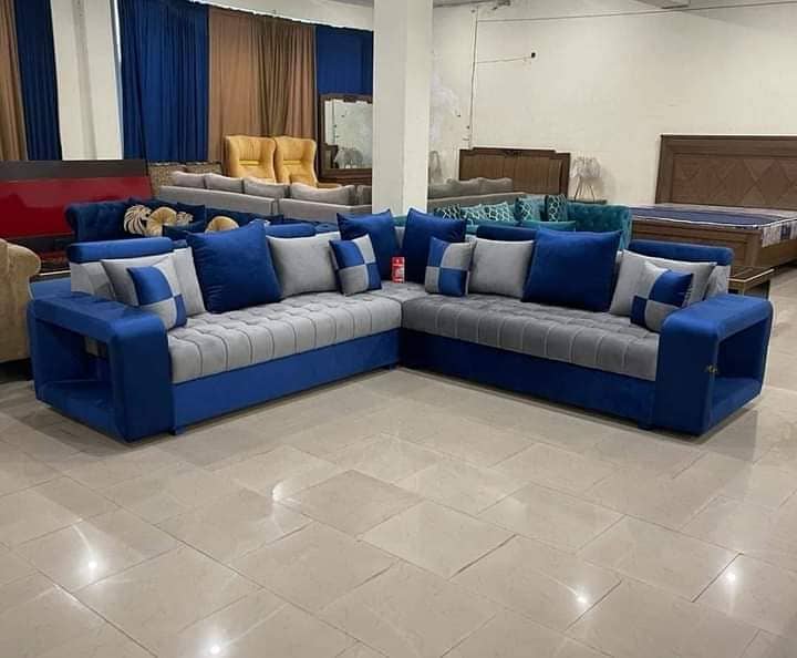 L shape sofa / corner sofa / 6 seater sofa / velvet sofa / Sofa set 17