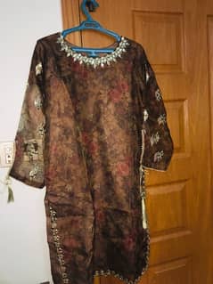 Medium  siza shirt sharara with organza dubatta