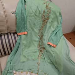 Ready to Wear chiffon 3 pc suit in pista color