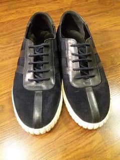 Dark Blue Suede Leather Mens Sneakers Shoes For Sale