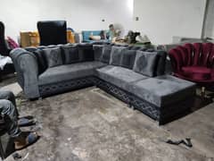 Brand New L shape corner sofa six seater in velvet fabric stuff