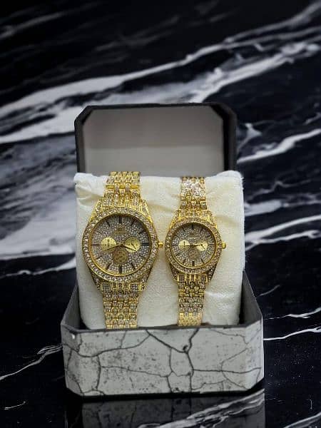 Diamond stone couple watch 0