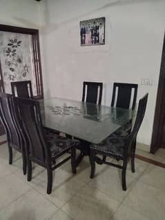 large dining table with 6 chairs