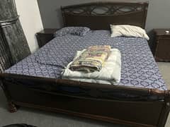 BED FRAME WITH MATTRESS AND 2 SIDE TABLES FOR SALE