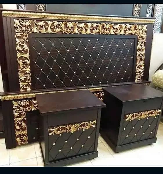 Double bed / bed dressing side table/ bed / Furniture / king size bed 4