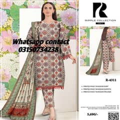 3 Pcs Women's unstitched khaddar printed suit