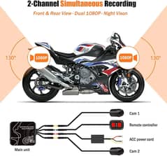 Bike video recorder . 1080p dual camera system vsysto motorcycle camera