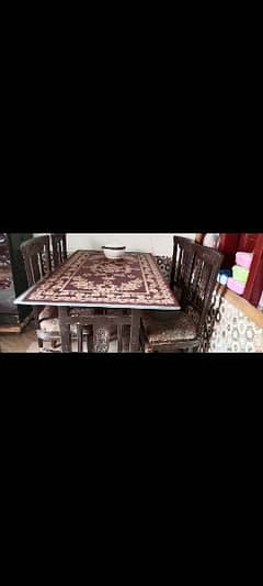 dining table 5 chairs one glass table only larkana city