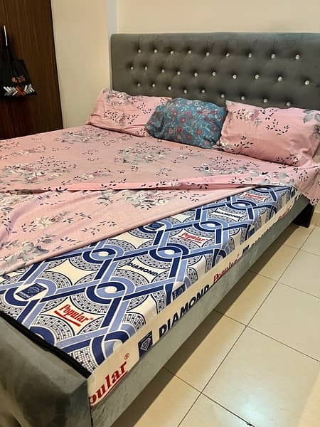 king size velvet bed set with mattress and dressing 0