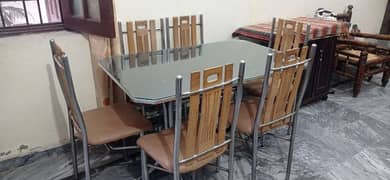 Dining table, 6 six chairs