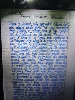 Handwriting assignment work