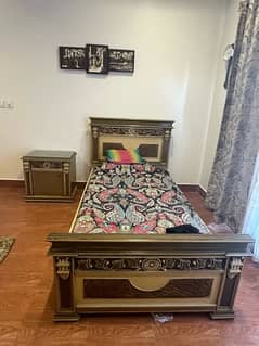 bed with side table