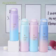 stainless steel sports thermos water bottle 500ma. free home delivery