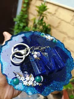 1 Resin Coaster And 1 keychain set. .