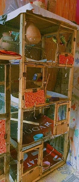 A four-box(چار خانے والا) budgies wood cage. 3