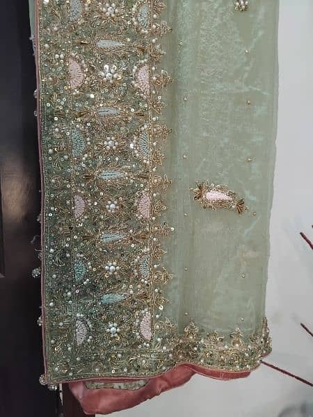 Full Embroidered Chiffon Pista green Maxi 5