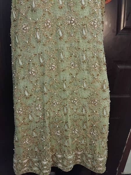 Full Embroidered Chiffon Pista green Maxi 7