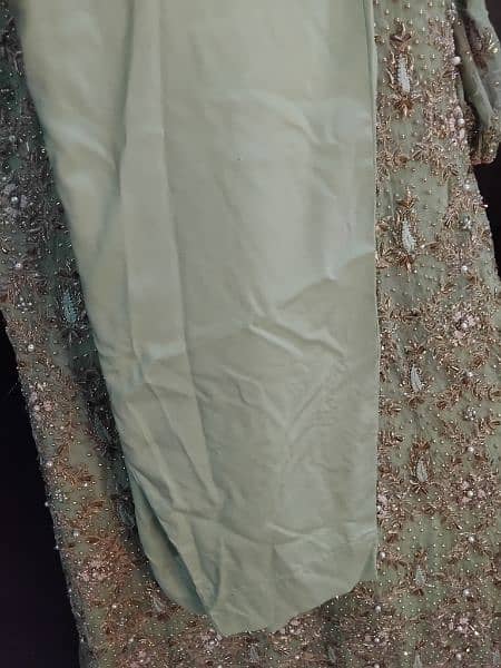 Full Embroidered Chiffon Pista green Maxi 9