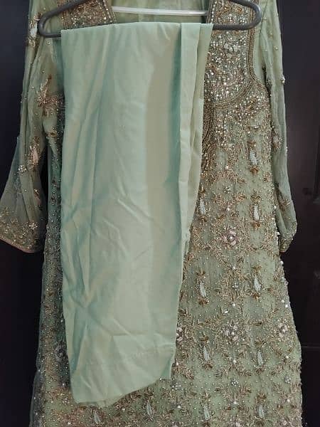 Full Embroidered Chiffon Pista green Maxi 11