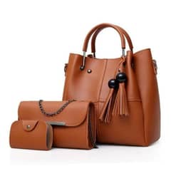 3 piece women pu leather bag