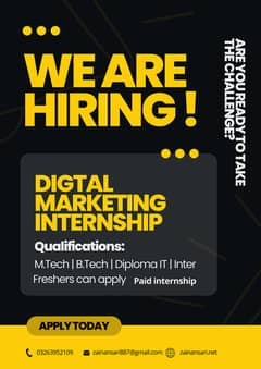 Digital Marketing Internee | Jobs \ Staff Required